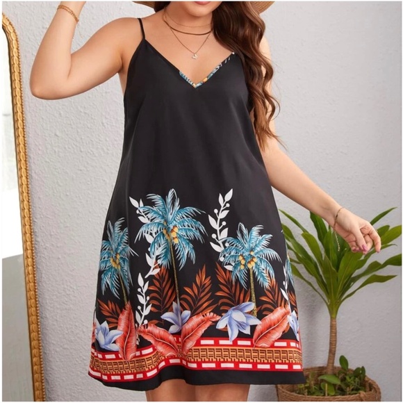 BellanBlue Dresses & Skirts - Boho Plus Floral Tropical Print Cami Dress